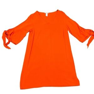 H&M bright orange dress size 8 v neck, tunic